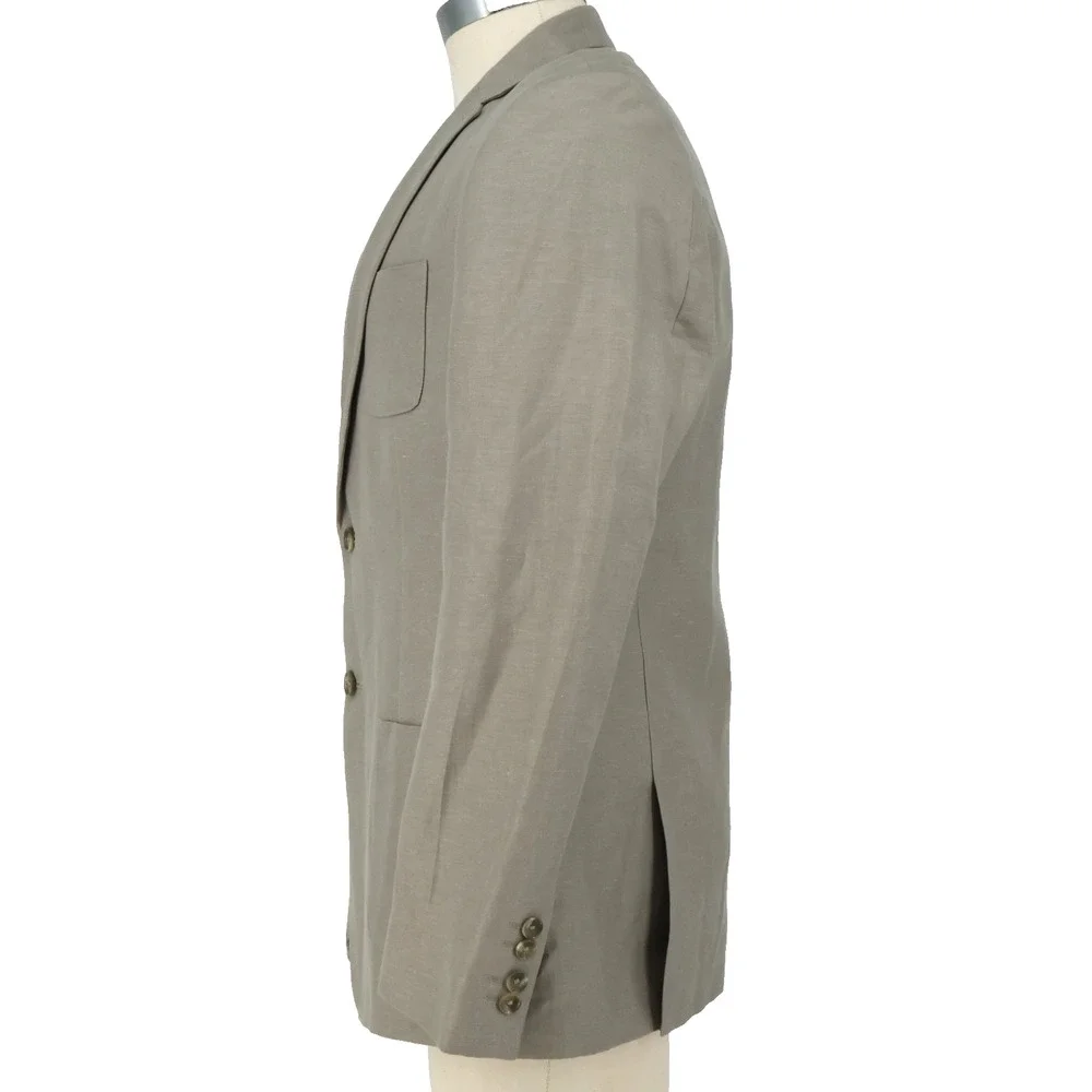 Calvin Klein Sport Coat Mens Large 44R Beige Linen Cotton Lined Blazer Jacket